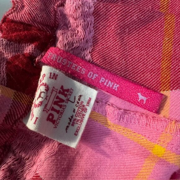 Y2K Victoria's Secret PINK Trustees of Pink Flannel Pajama Pants Red Plaid L - Picture 3 of 7